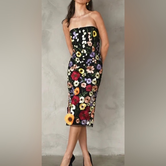 Adelyn Rae 3D Floral Mesh Strapless Neck Sleeveless Dress NWT XXL Adelyn Rae 3D Floral Mesh Strapless Neck Sleeveless Dress NWT XXL